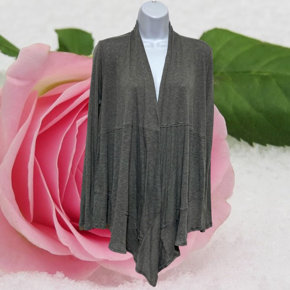 Cosmopolitan-Women's Large Open Cardigan Grey Long Sleeve-Polyester, Rayon